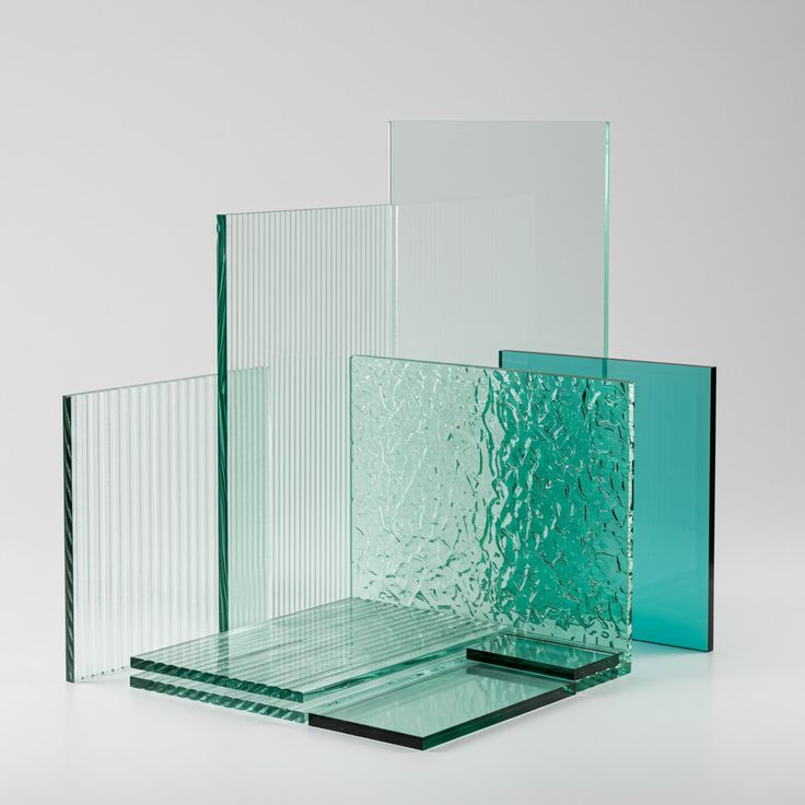 collection clear glass, tinted glass (grey, brown, green), frosted glass.