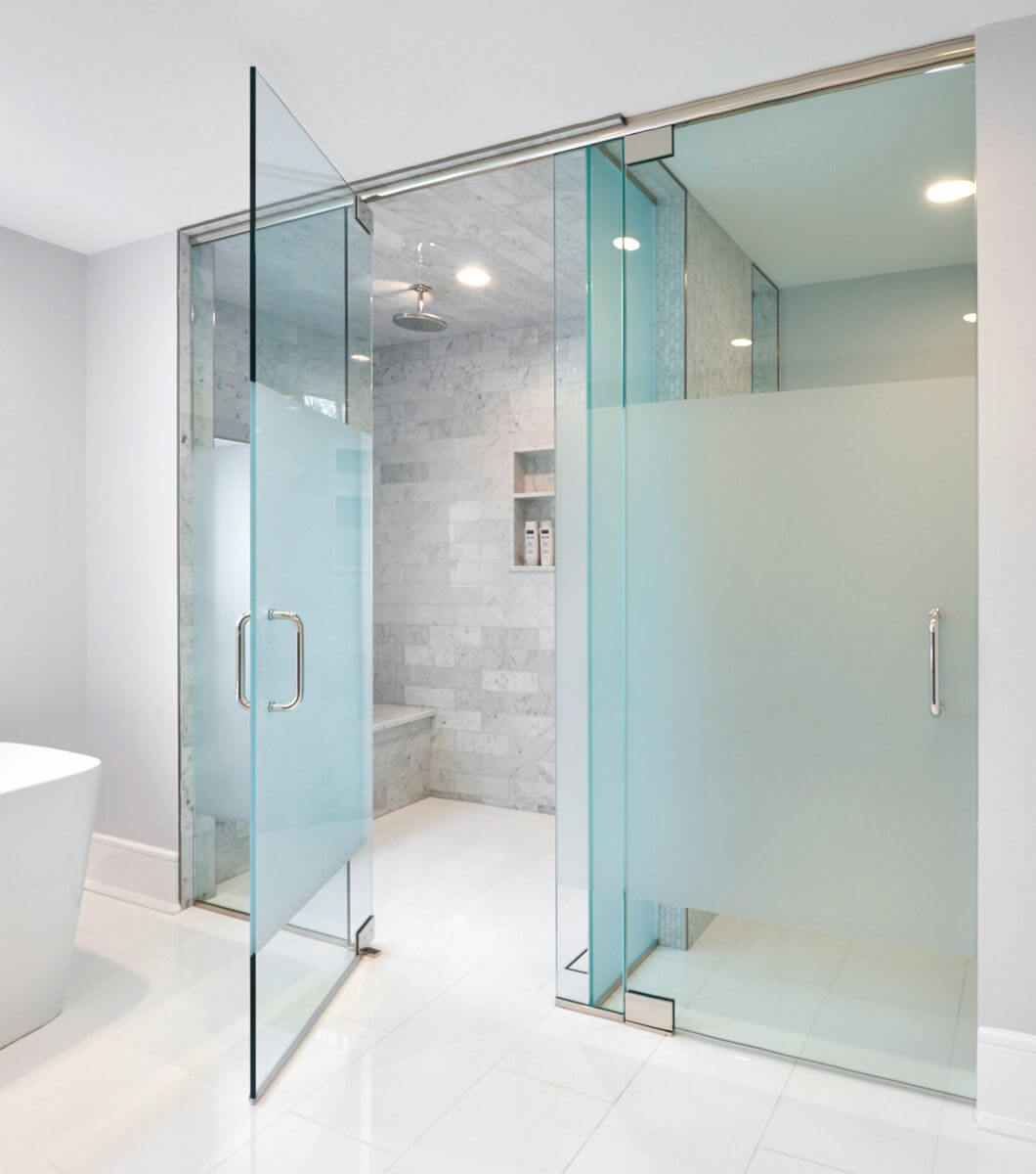 Frameless shower glass enclosure installation Dubai