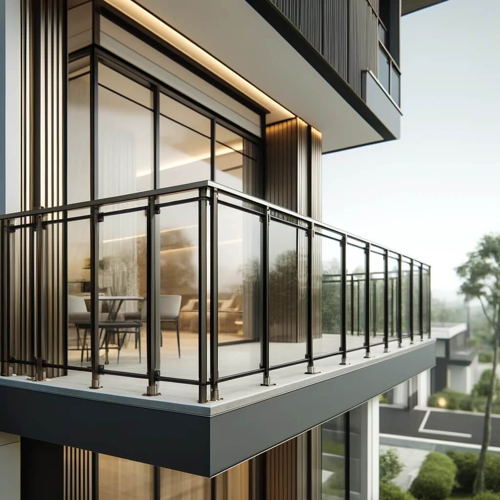 Modern Balcony Stainless Steel Glass Railing Design 1